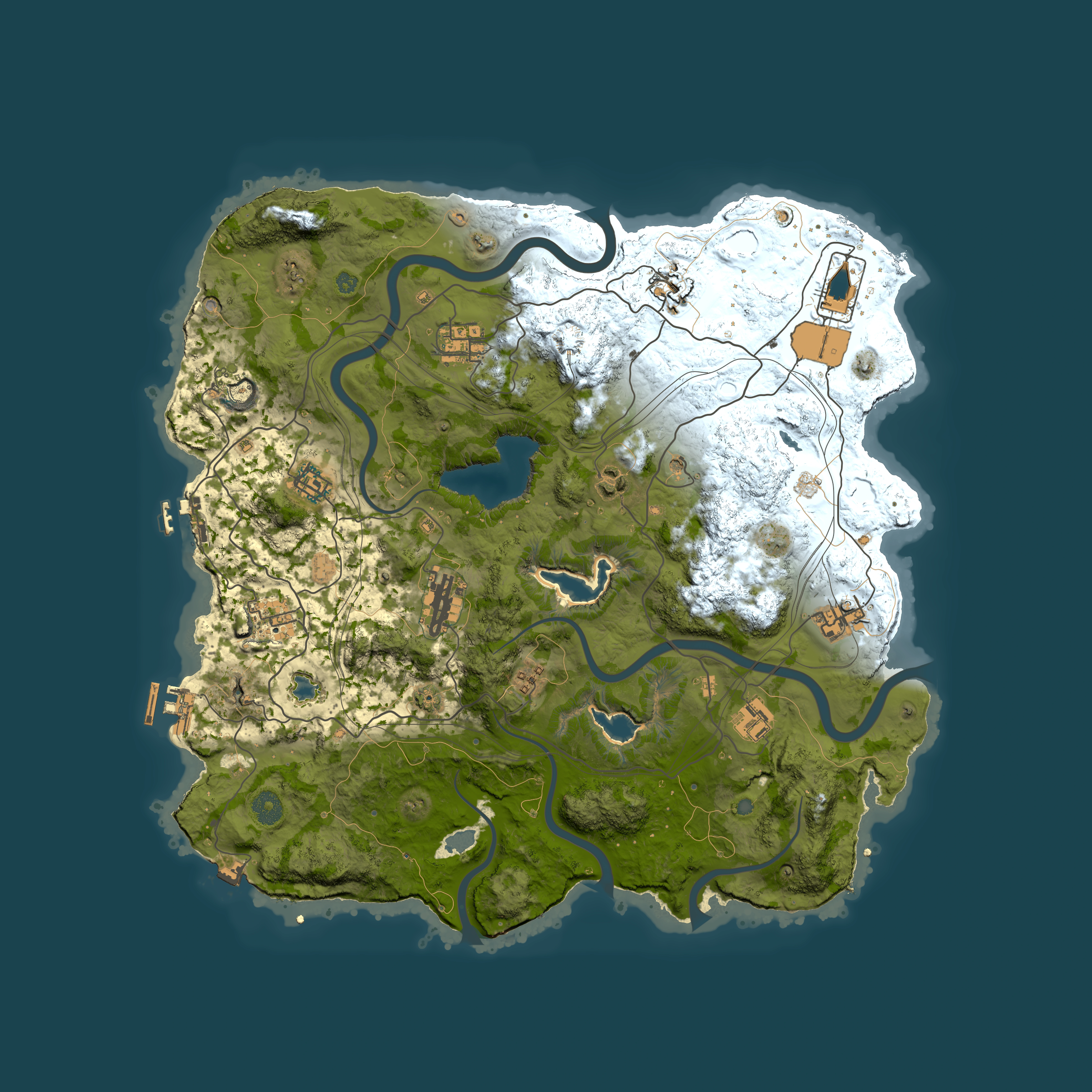 Full top-down render of Rust map seed 132024045, 4000x4000m
