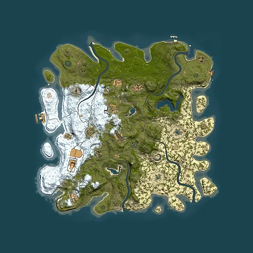 Rust map seed 0, 4500x4500m top-down preview