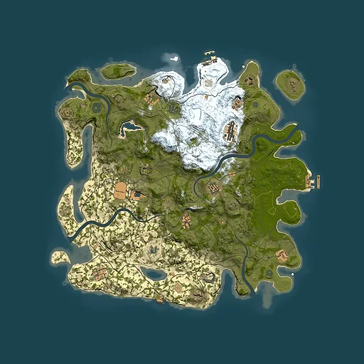 Rust map seed 0, 4300x4300m top-down preview