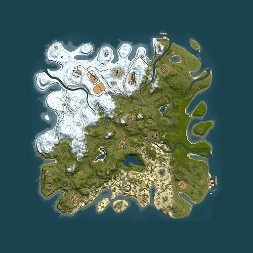 Rust map seed 0, 4500x4500m top-down preview