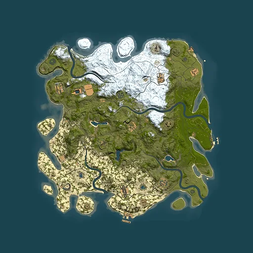 Rust map seed 0, 4500x4500m top-down preview