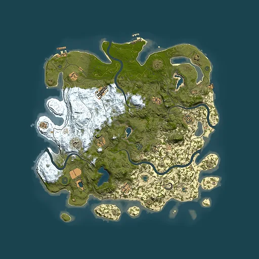 Rust map seed 0, 4500x4500m top-down preview
