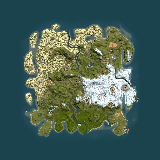 Rust map seed 0, 4500x4500m top-down preview