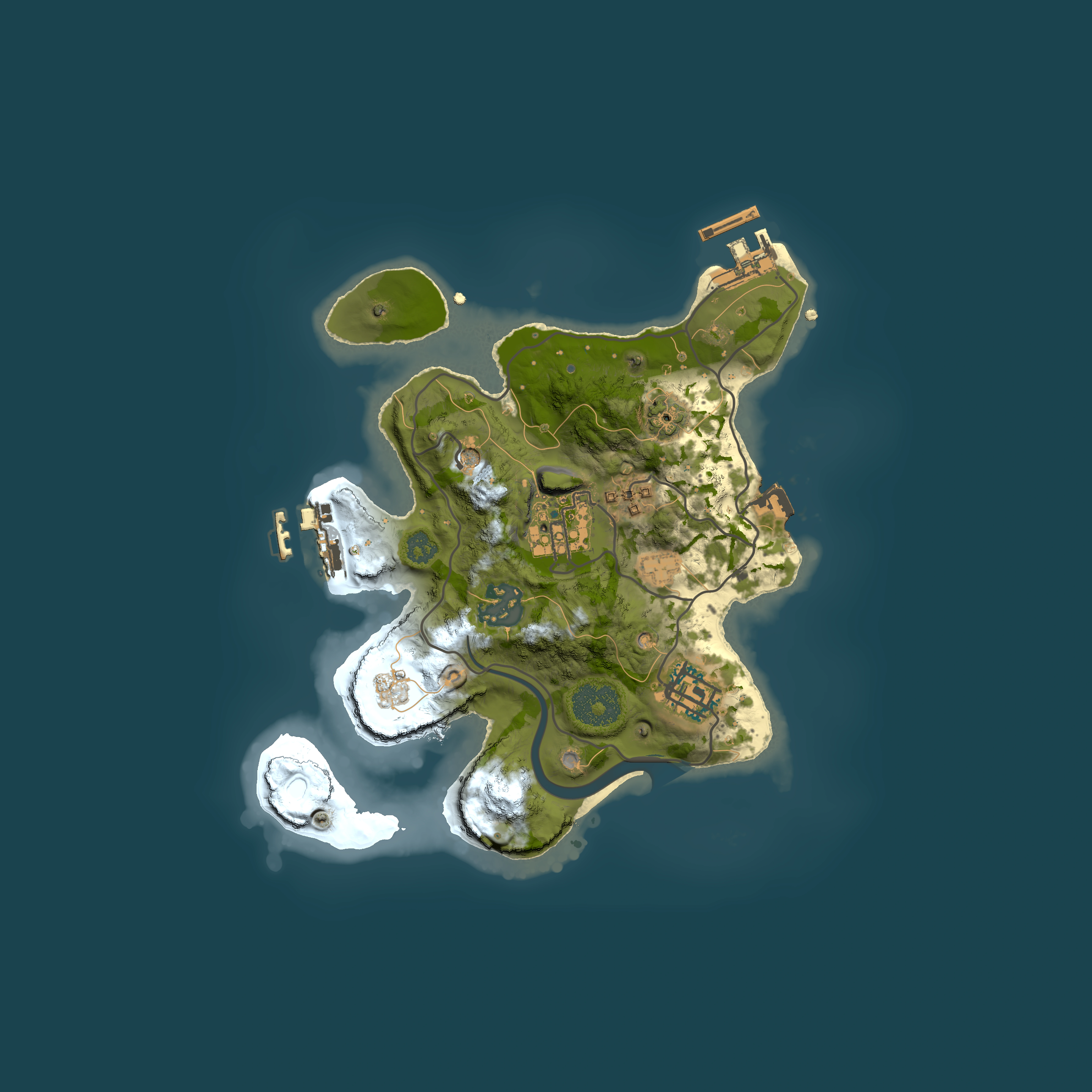 Full top-down render of Rust map seed 684488388, 2500x2500m