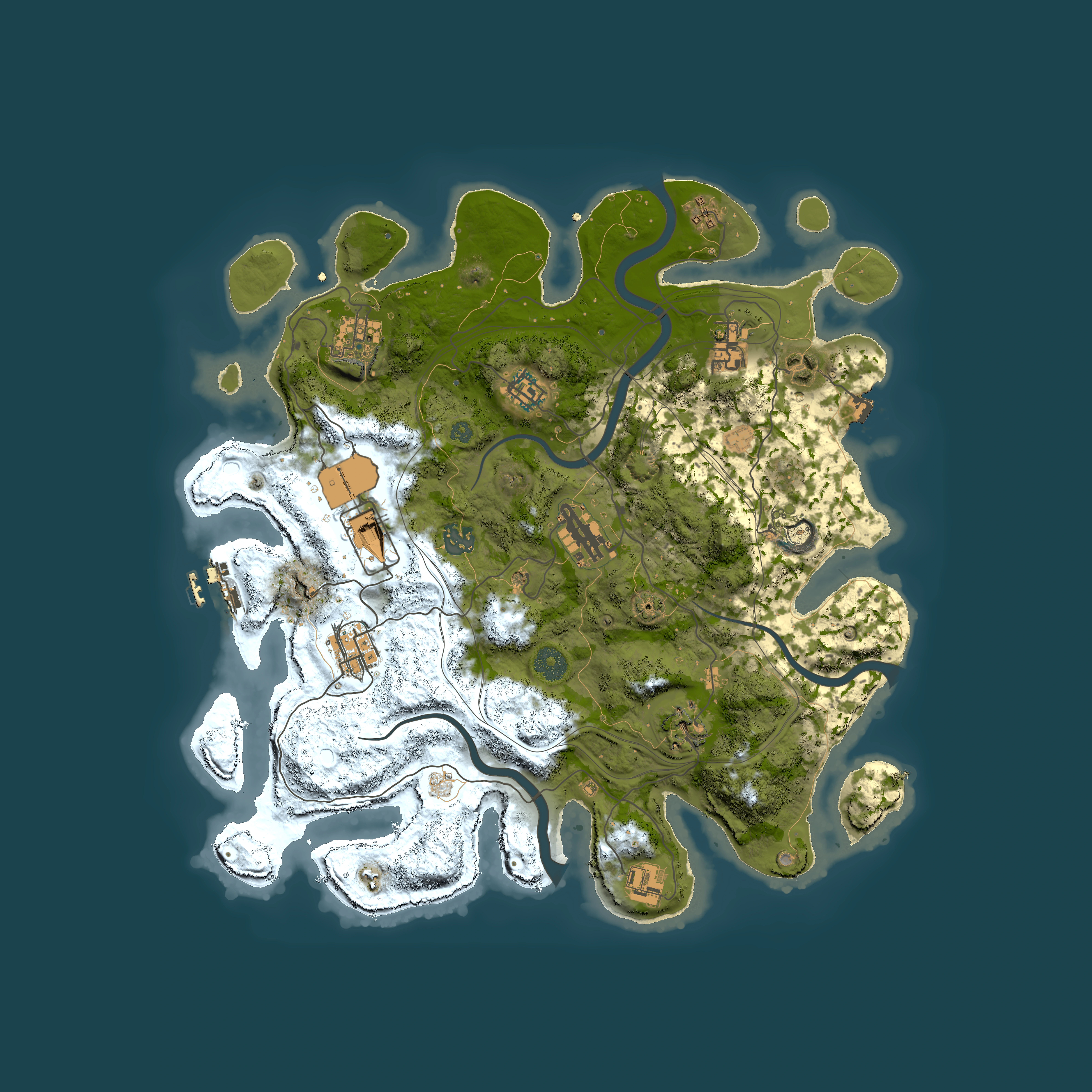 Full top-down render of Rust map seed 1337, 3800x3800m
