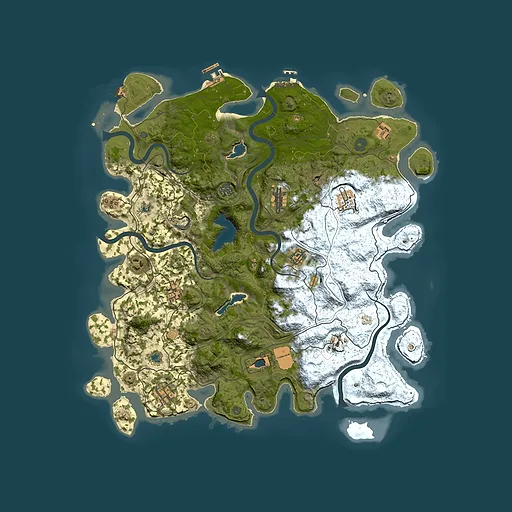 Rust map seed 0, 4500x4500m top-down preview