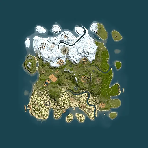 Rust map seed 0, 3700x3700m top-down preview