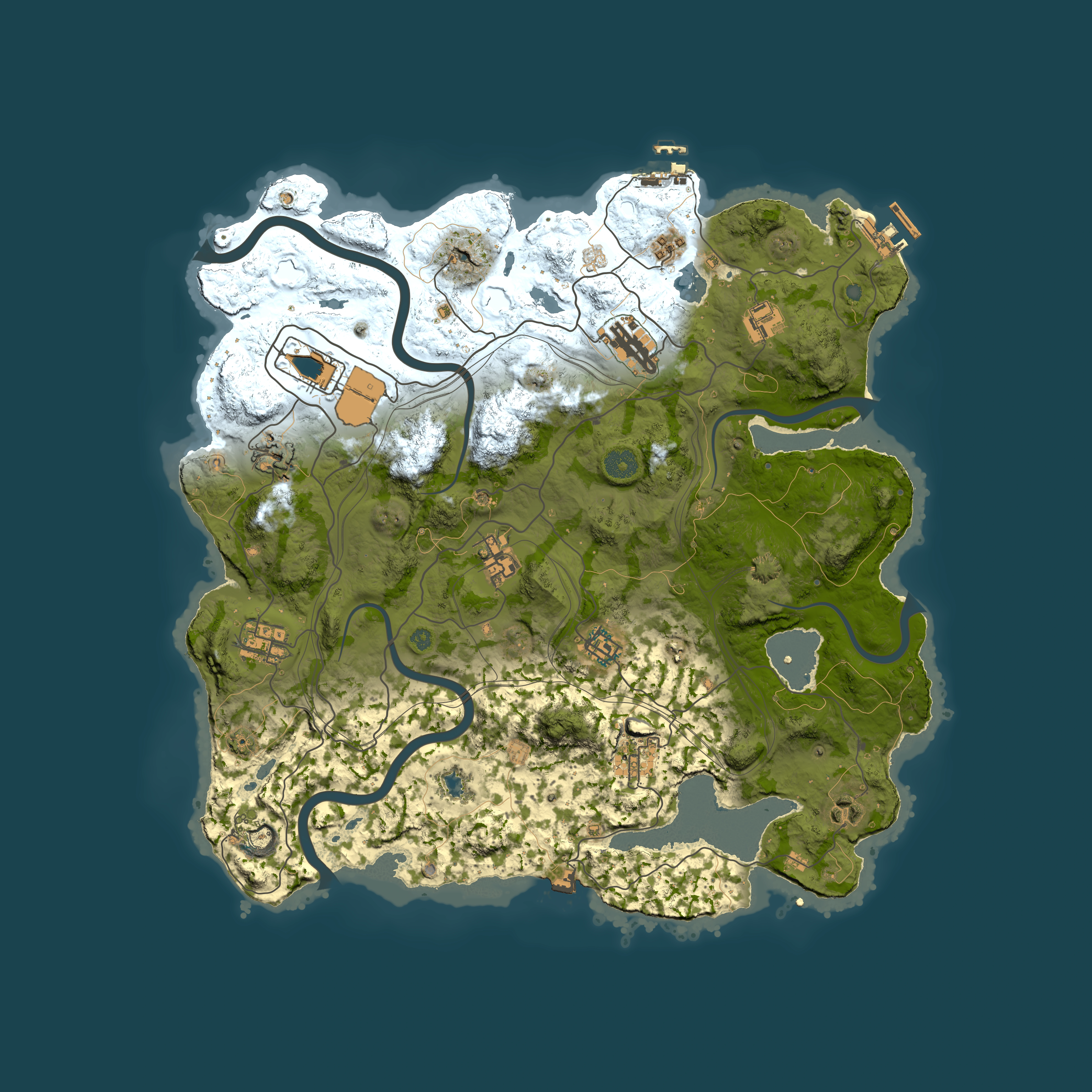 Full top-down render of Rust map seed 1551364066, 4000x4000m