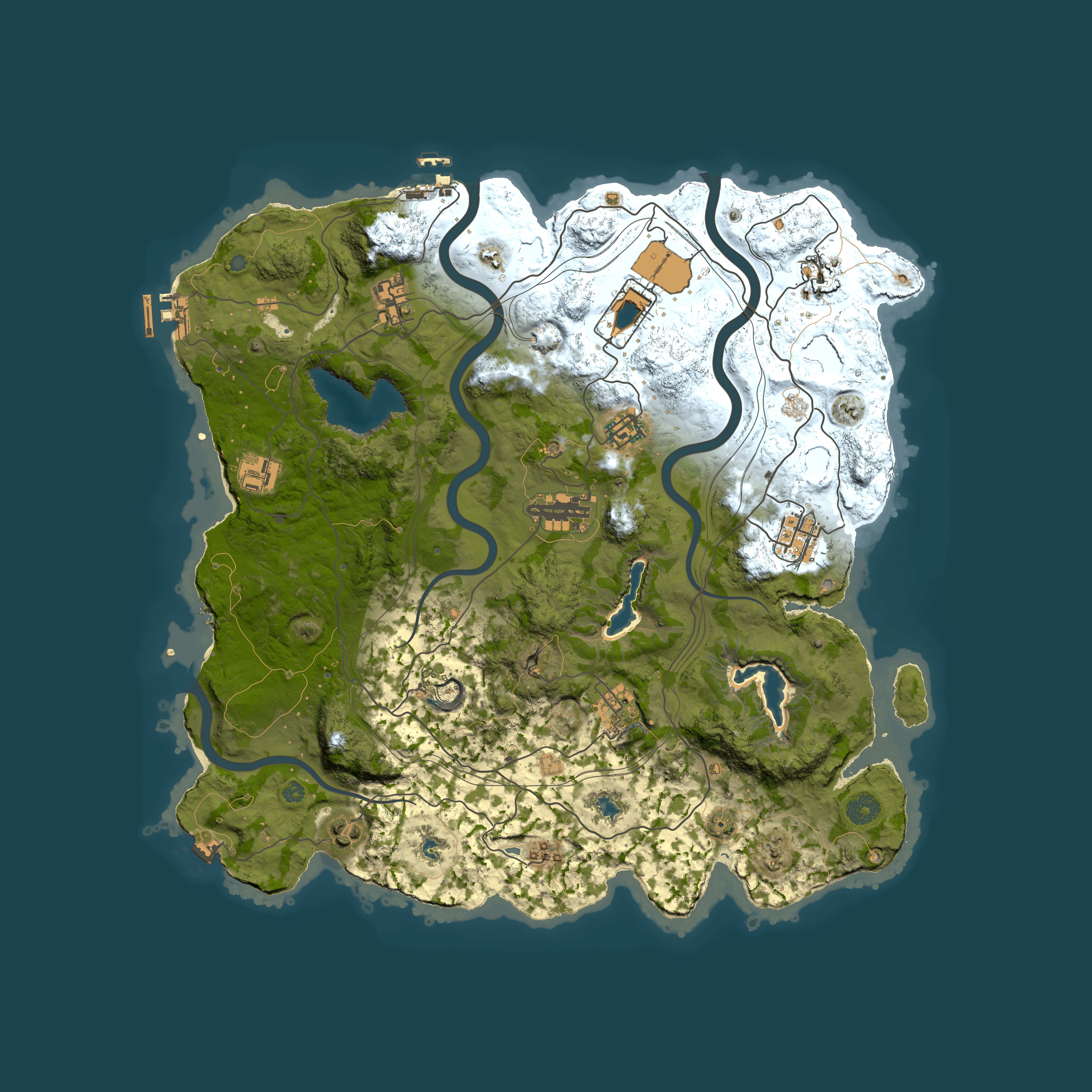 Full top-down render of Rust map seed 1849033887, 4000x4000m