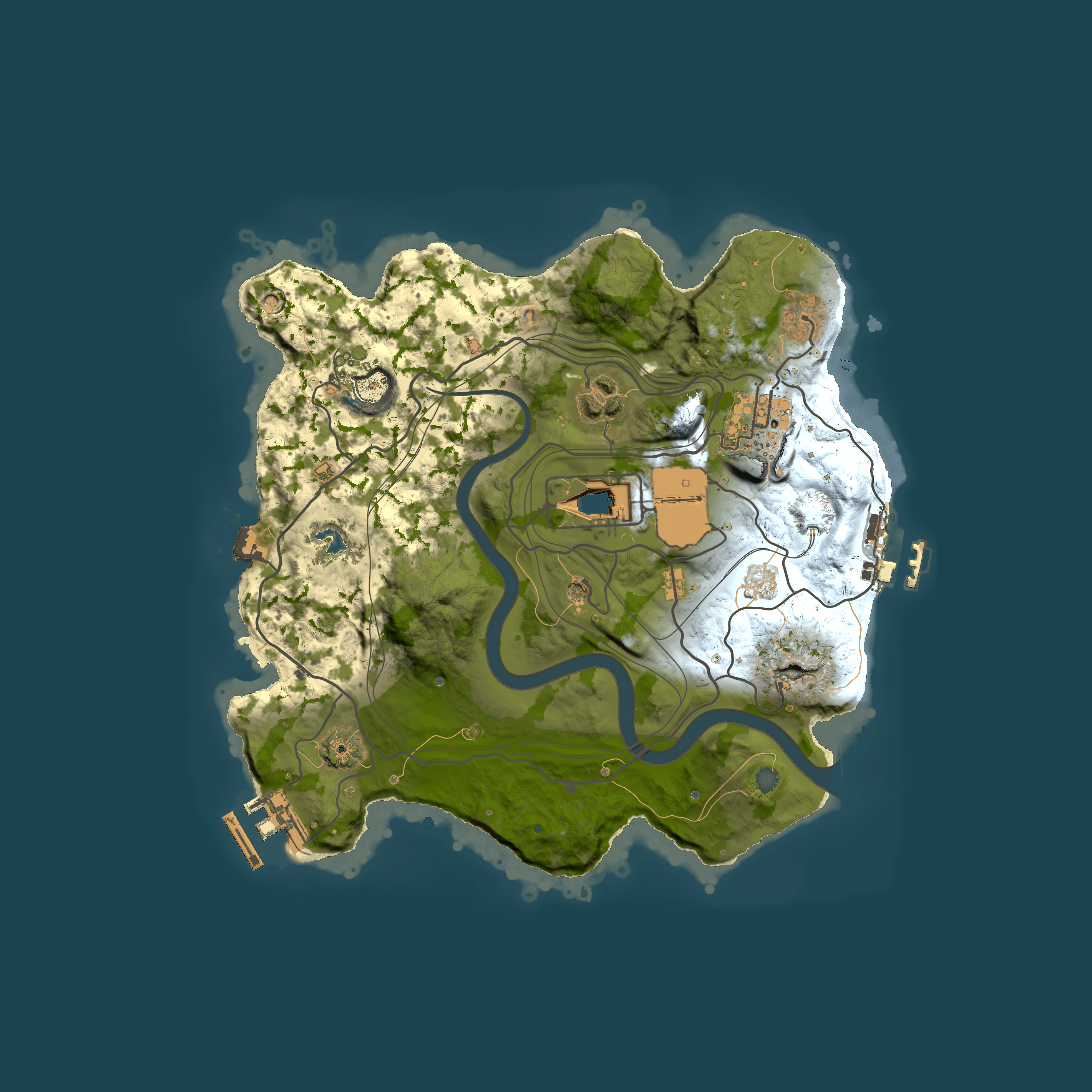 Full top-down render of Rust map seed 1337, 2550x2550m