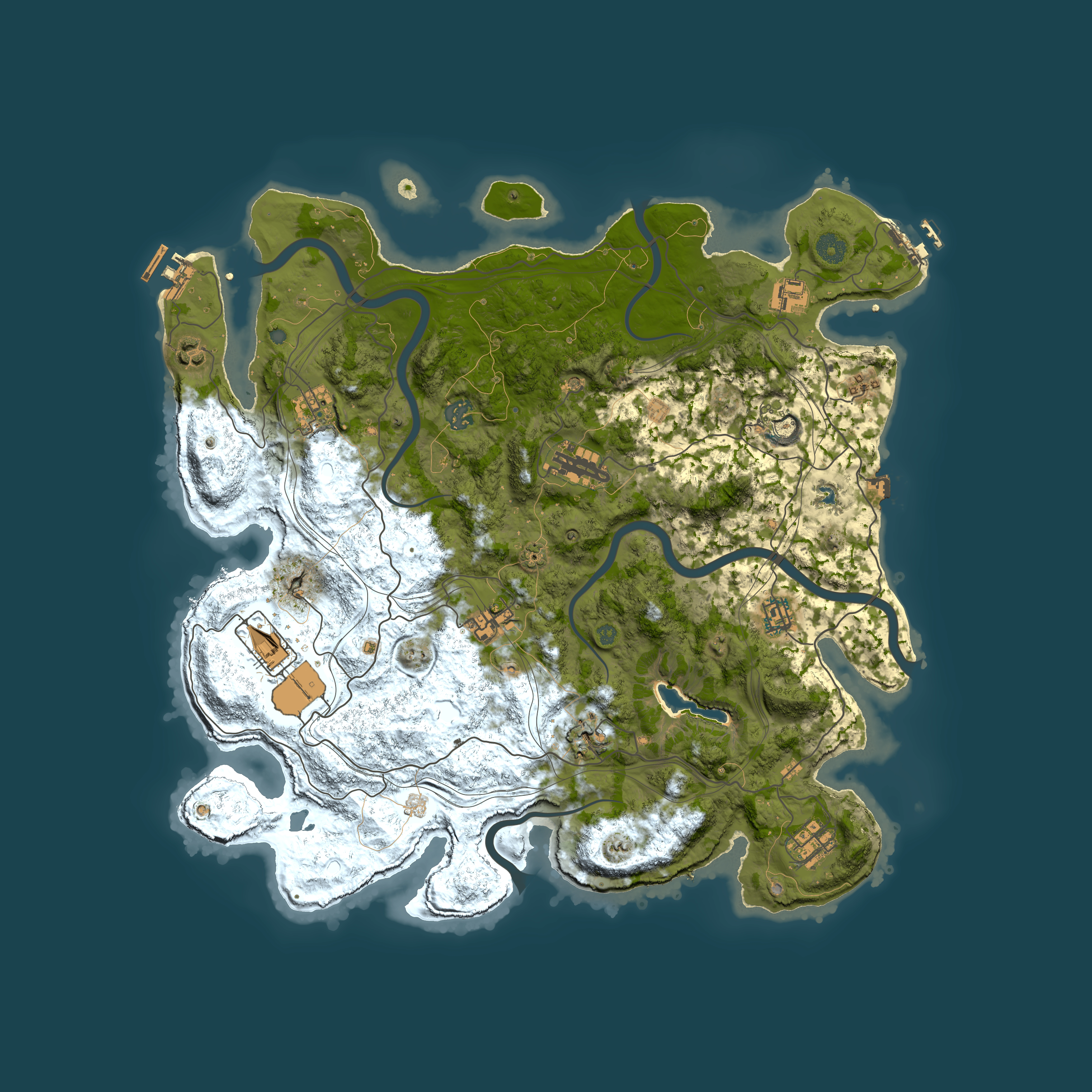 Full top-down render of Rust map seed 0, 4250x4250m