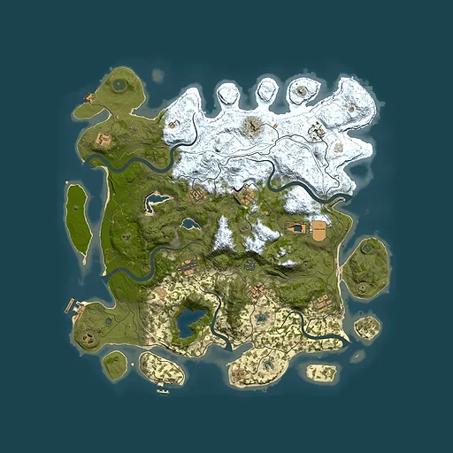 Rust map seed 0, 4500x4500m top-down preview