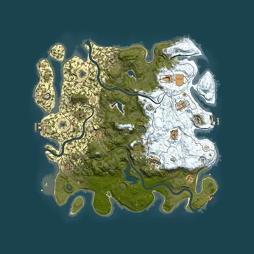 Rust map seed 0, 4500x4500m top-down preview