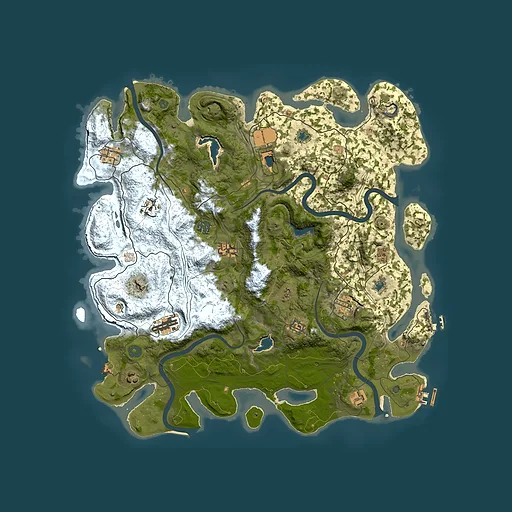 Rust map seed 0, 4500x4500m top-down preview