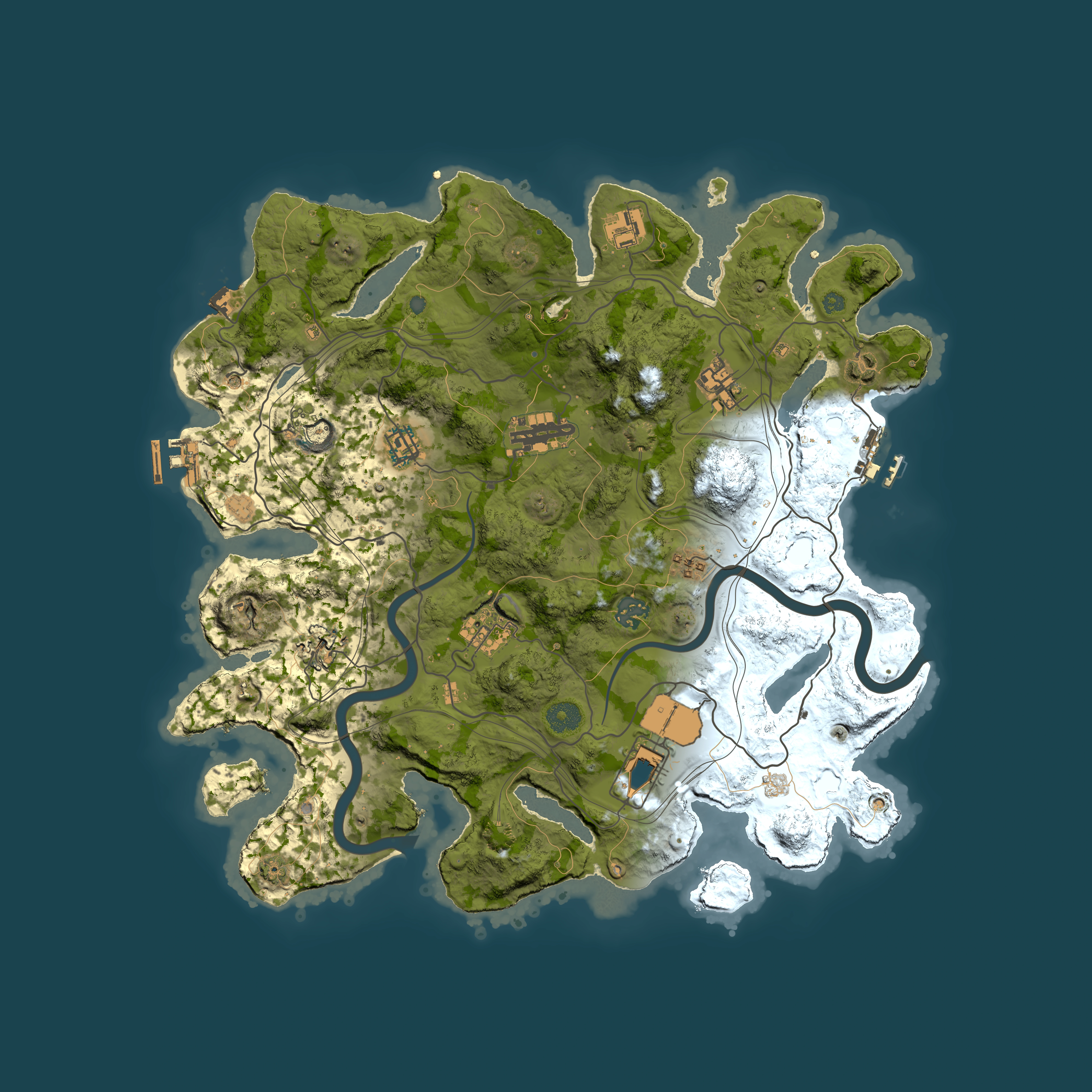 Full top-down render of Rust map seed 1337, 3850x3850m