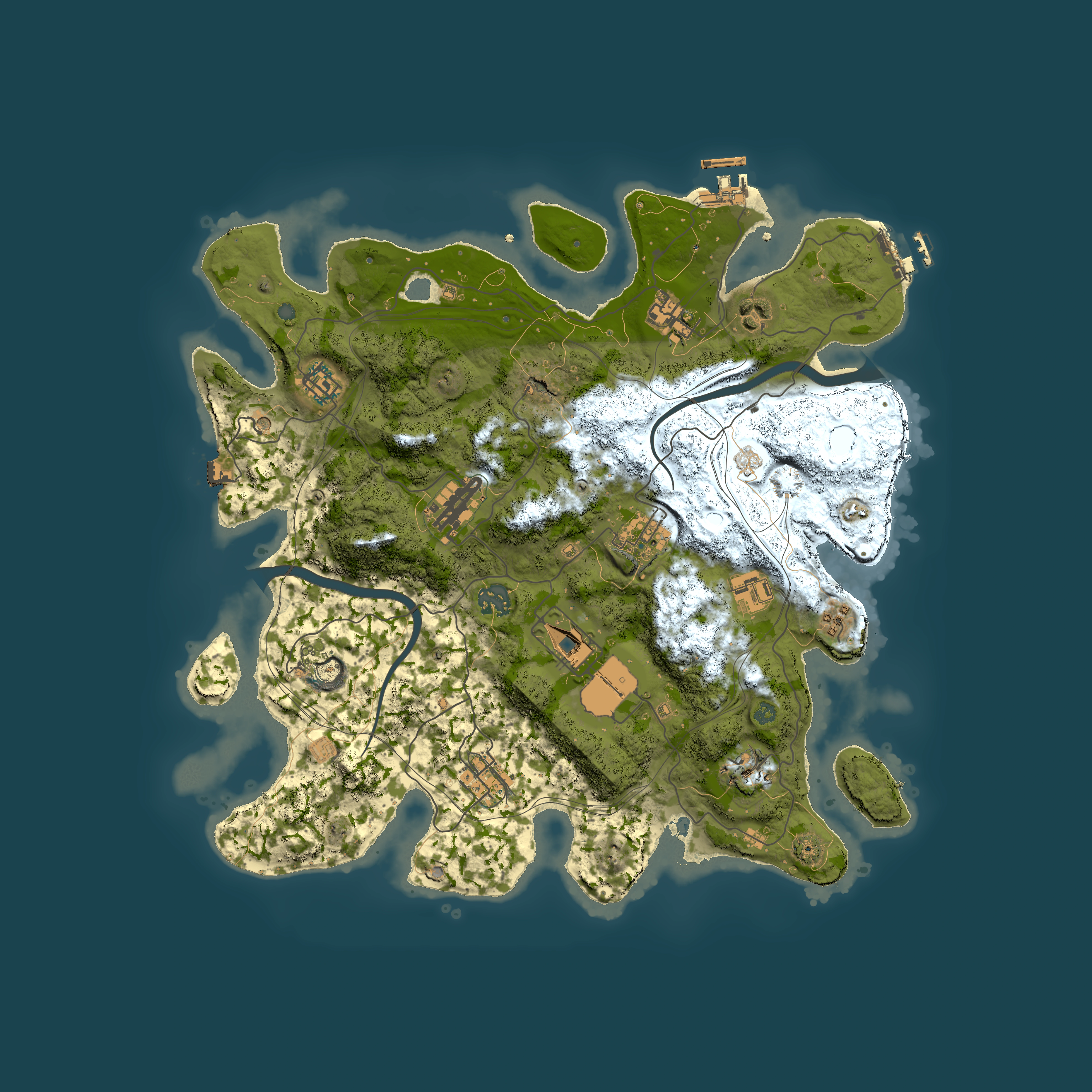 Full top-down render of Rust map seed 1337, 3800x3800m