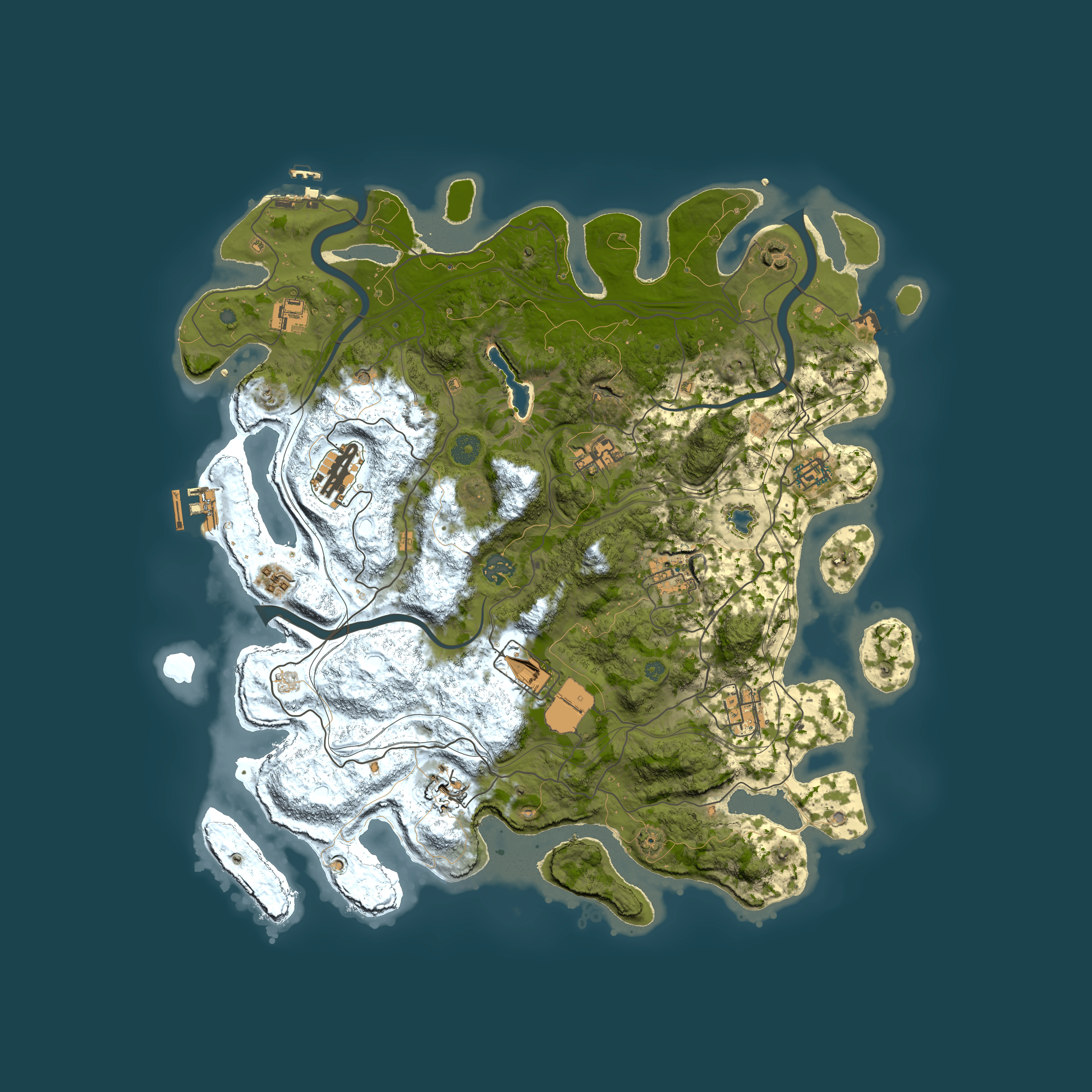 Full top-down render of Rust map seed 0, 4250x4250m
