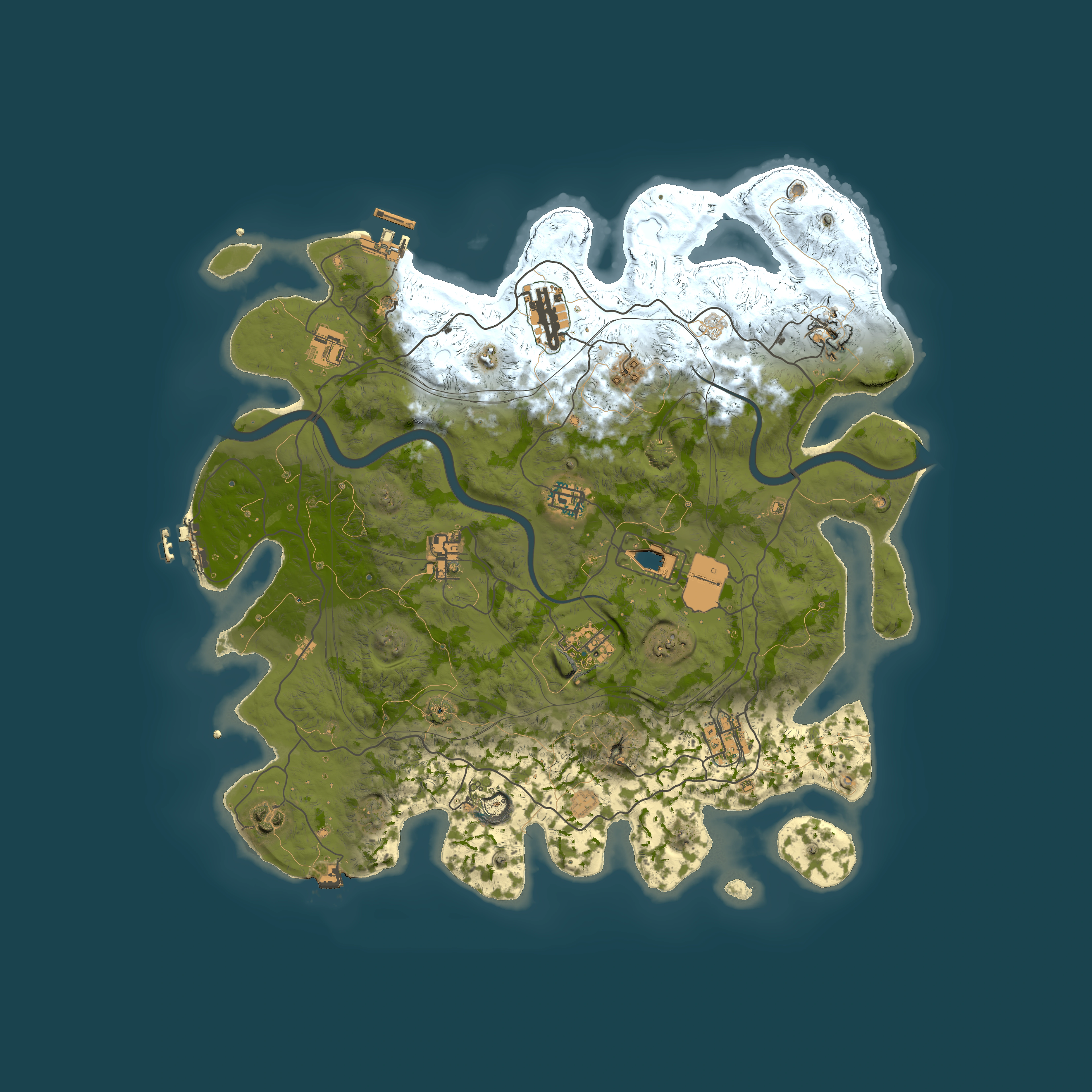 Full top-down render of Rust map seed 1112022, 4000x4000m