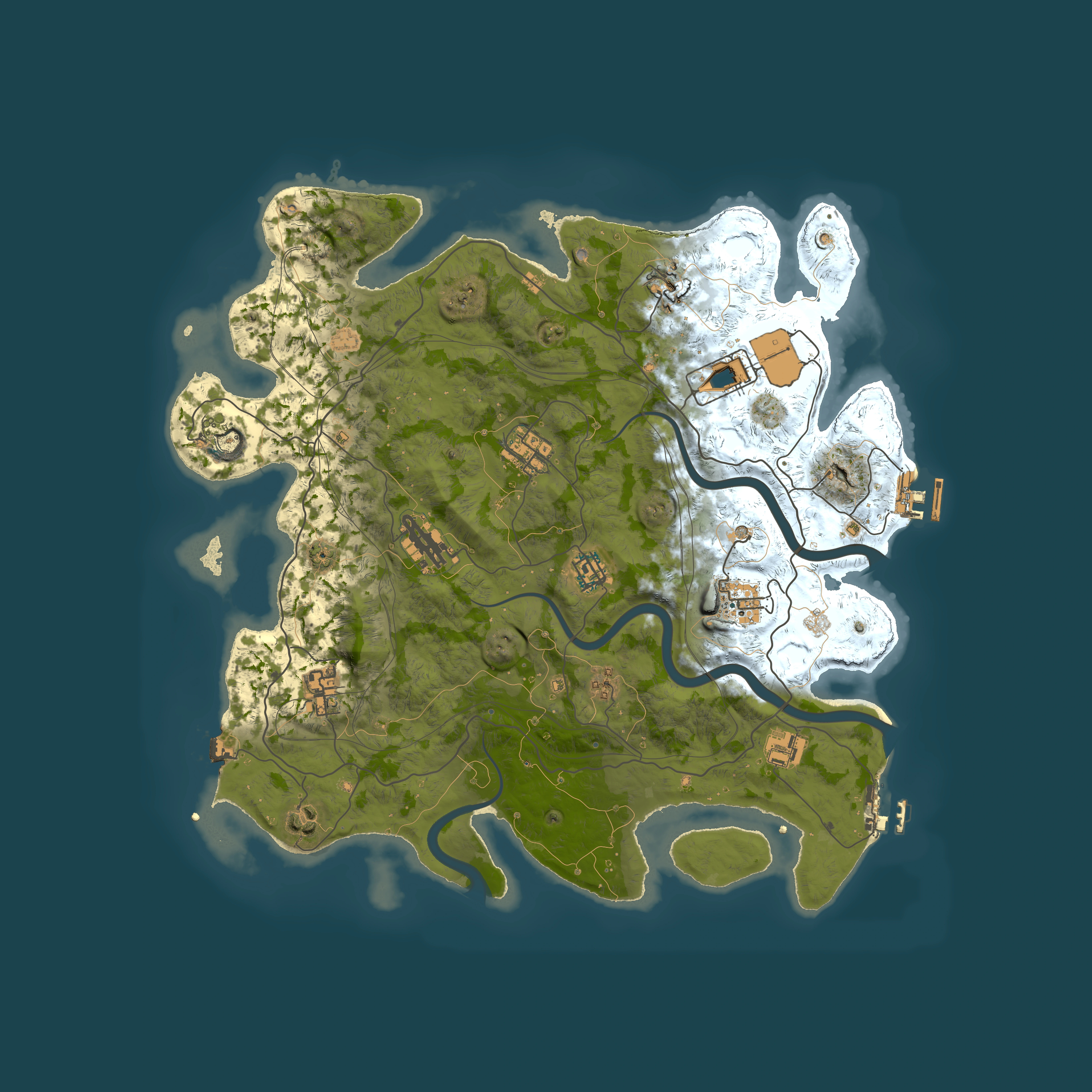 Full top-down render of Rust map seed 1337, 4000x4000m