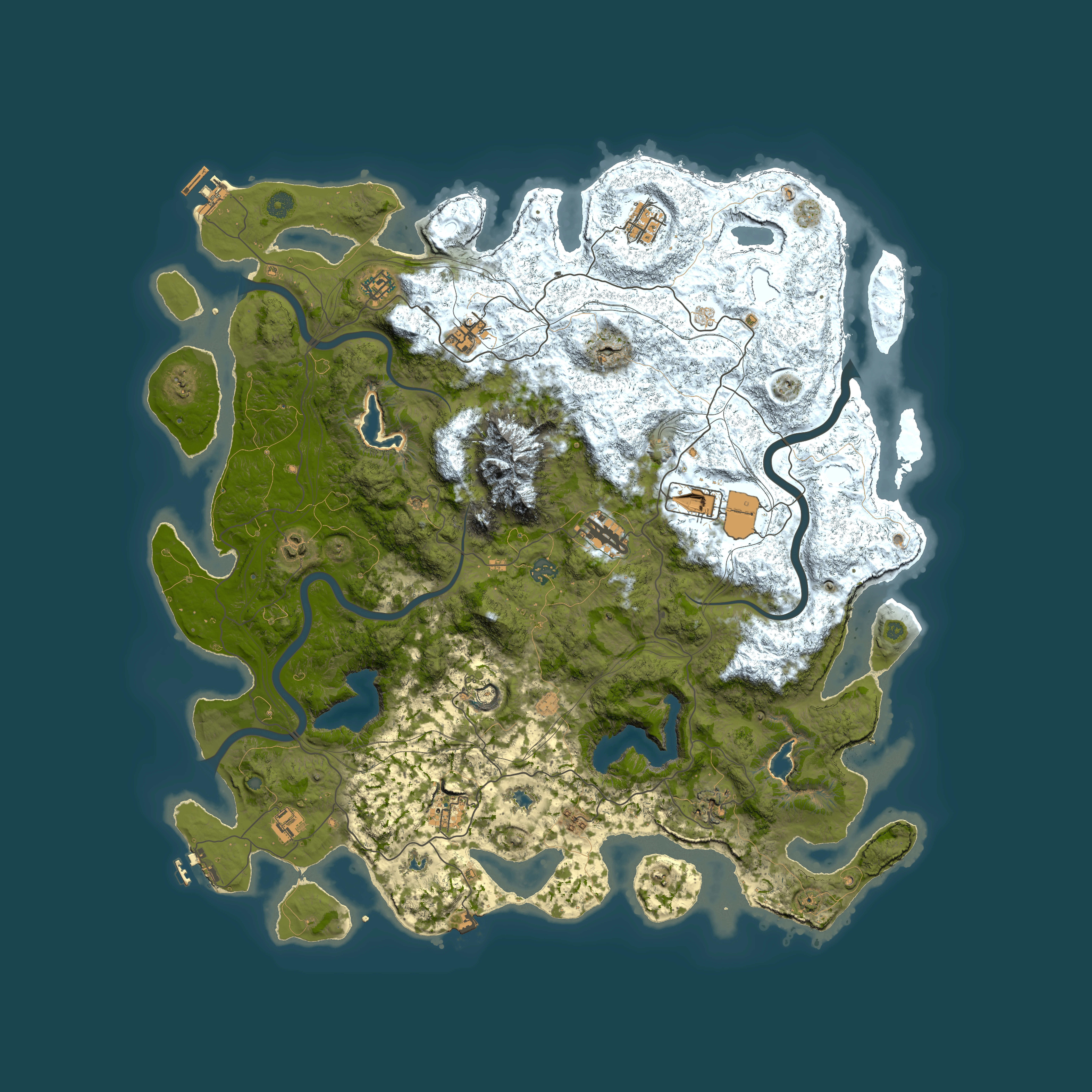 Full top-down render of Rust map seed 1385950079, 5000x5000m