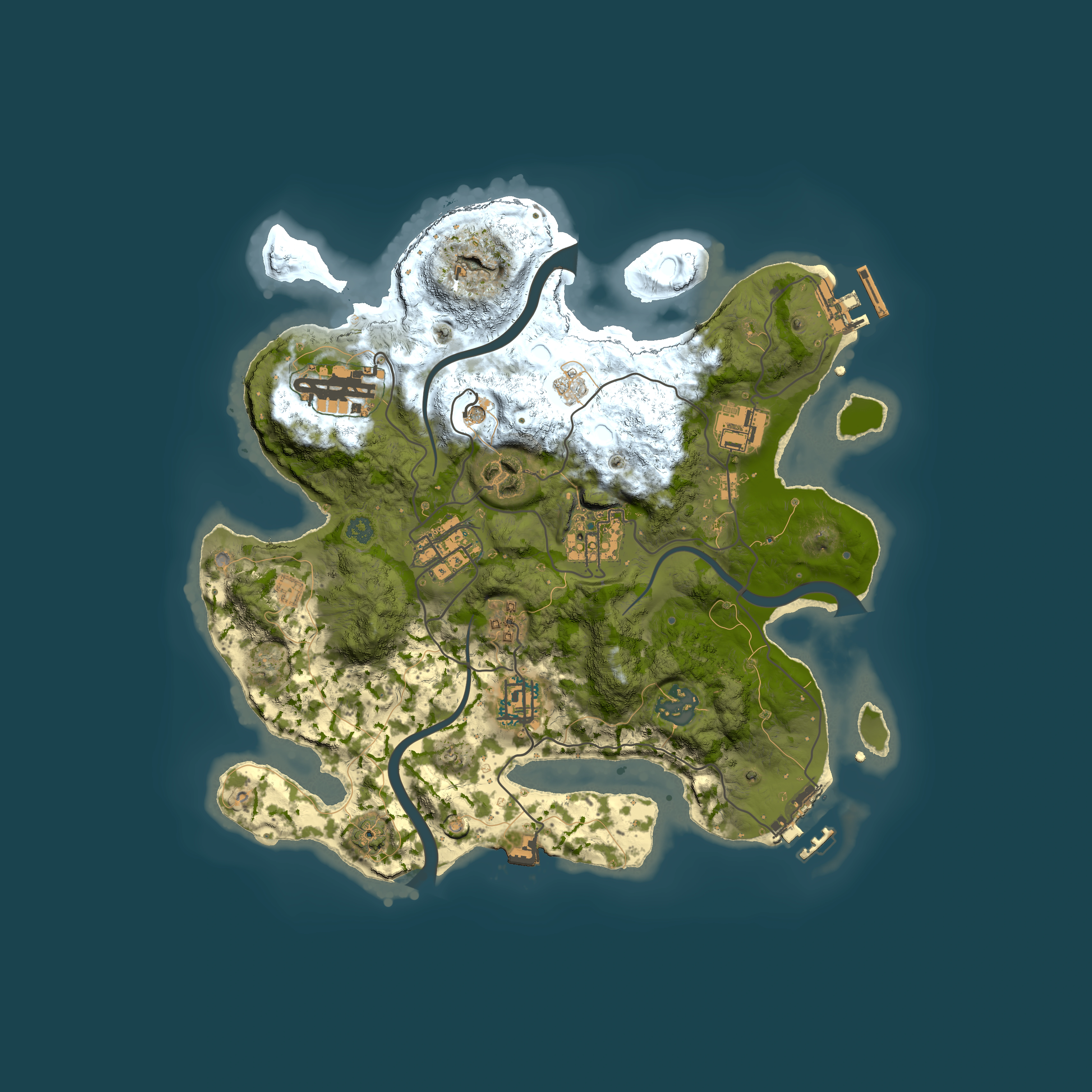 Full top-down render of Rust map seed 1152561410, 3000x3000m