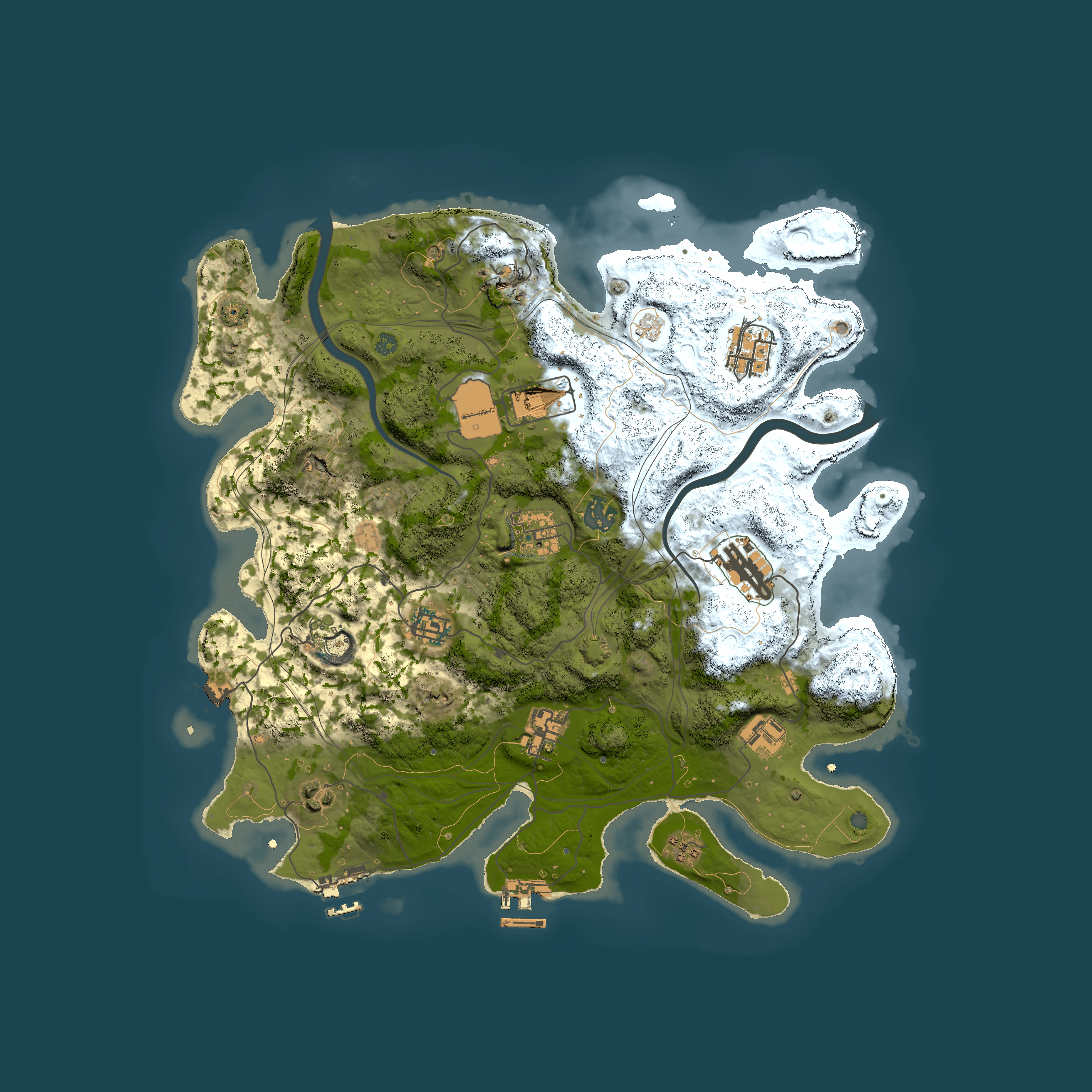 Full top-down render of Rust map seed 1337, 3800x3800m