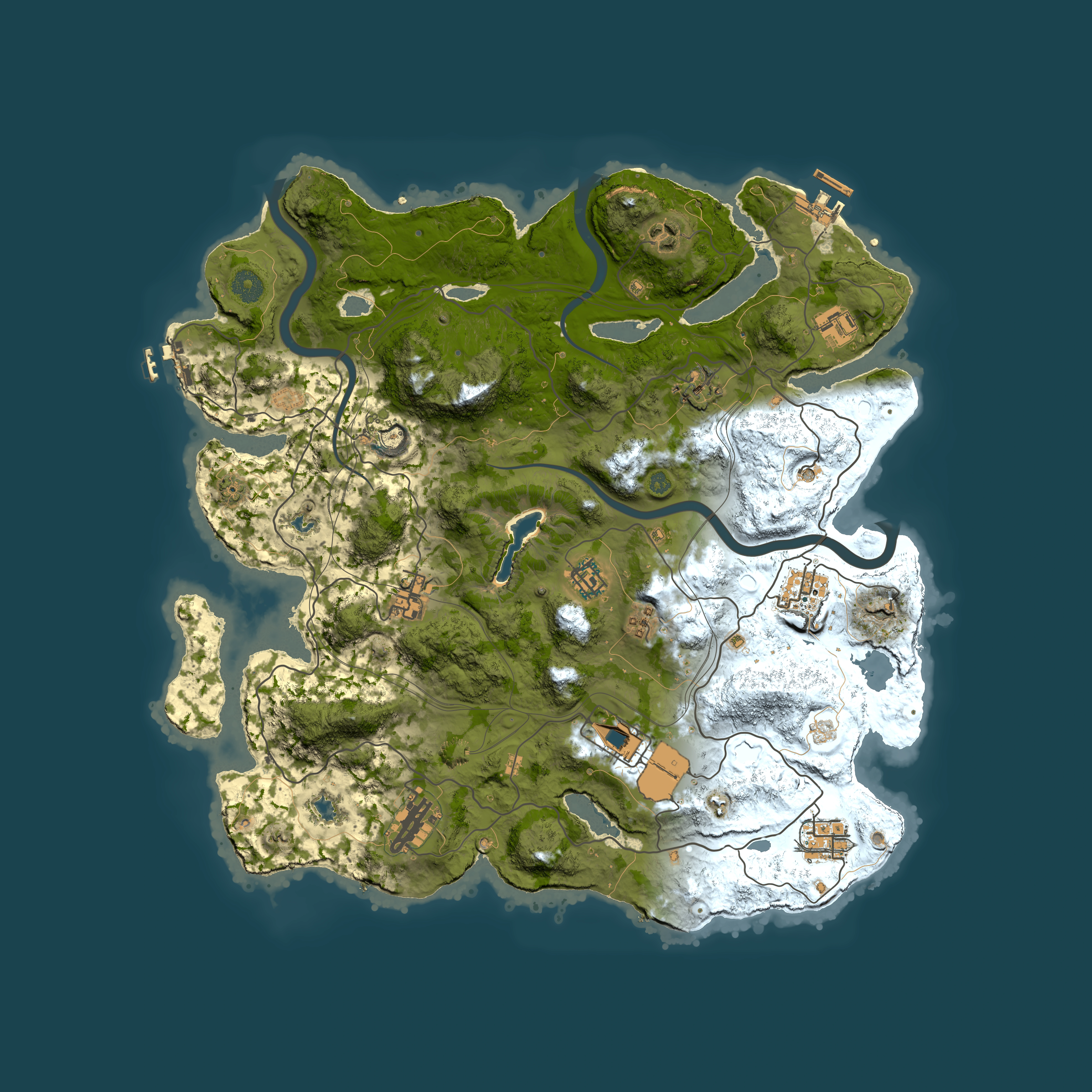 Full top-down render of Rust map seed 1337, 4000x4000m