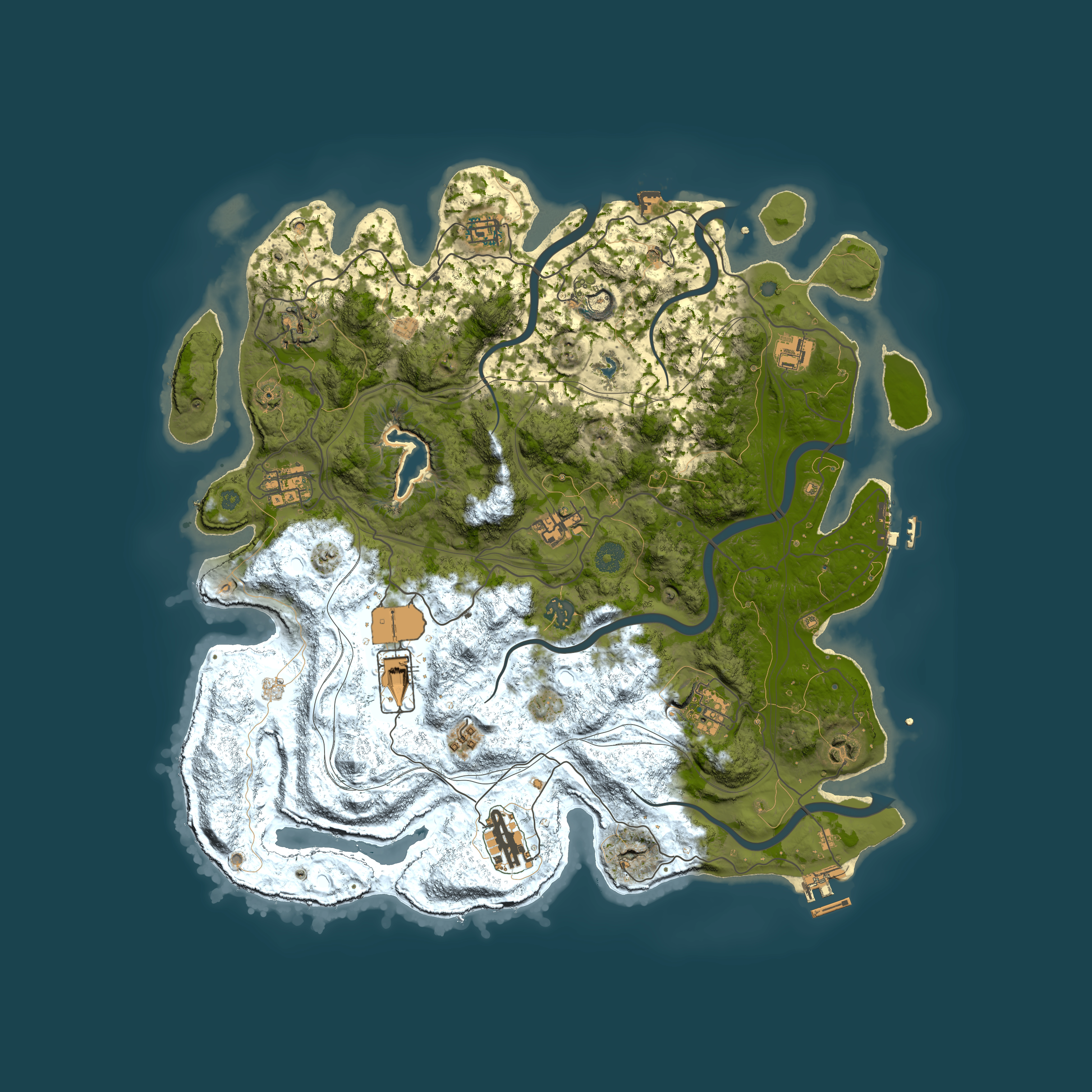 Full top-down render of Rust map seed 0, 4250x4250m